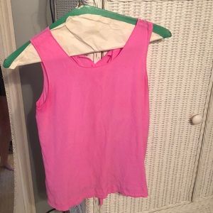 Bright pink Madewell top with tie back